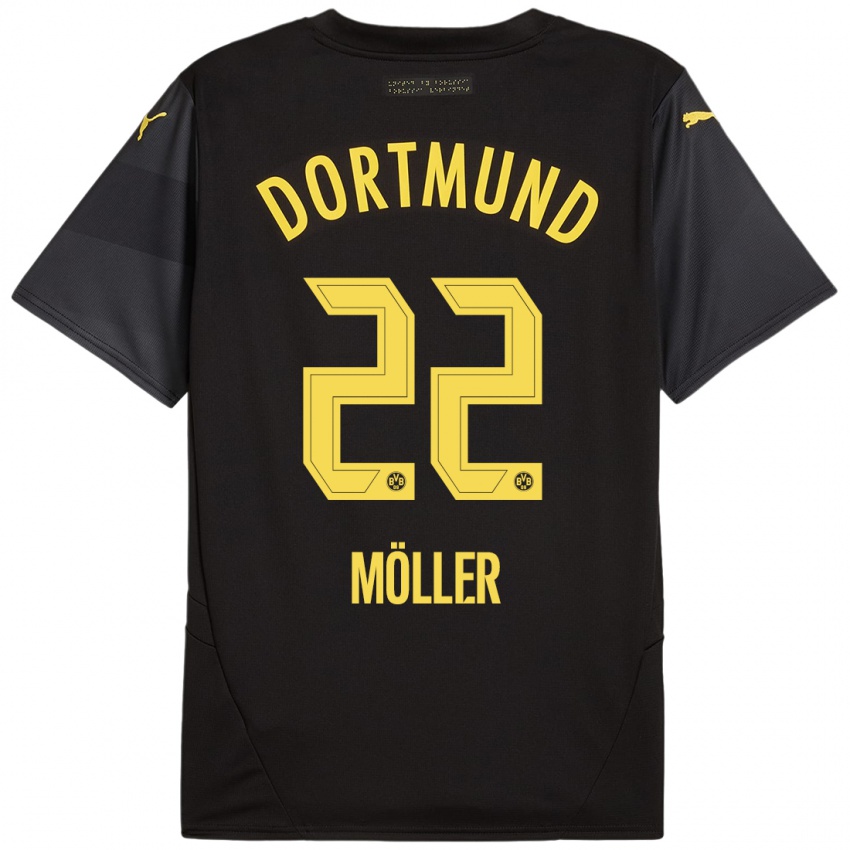 Kinder Paul Möller #22 Schwarz Gelb Auswärtstrikot Trikot 2024/25 T-Shirt Österreich