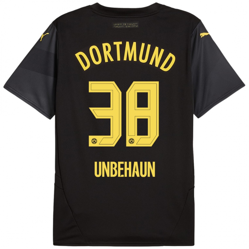 Kinder Luca Unbehaun #38 Schwarz Gelb Auswärtstrikot Trikot 2024/25 T-Shirt Österreich