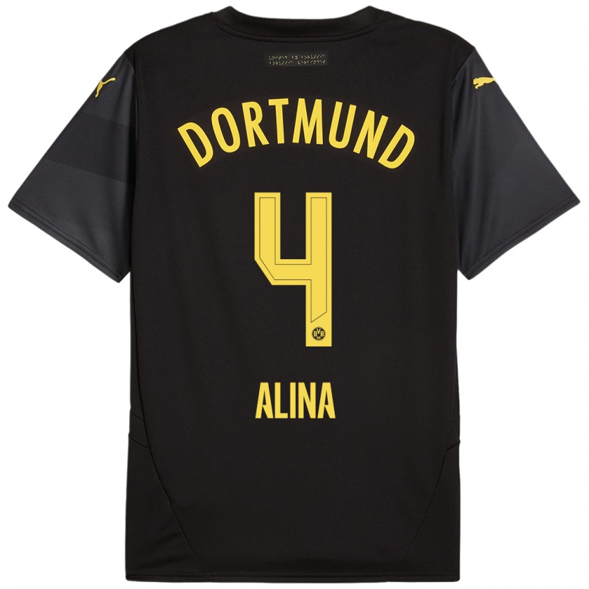 Kinder Grijseels Alina #4 Schwarz Gelb Auswärtstrikot Trikot 2024/25 T-Shirt Österreich