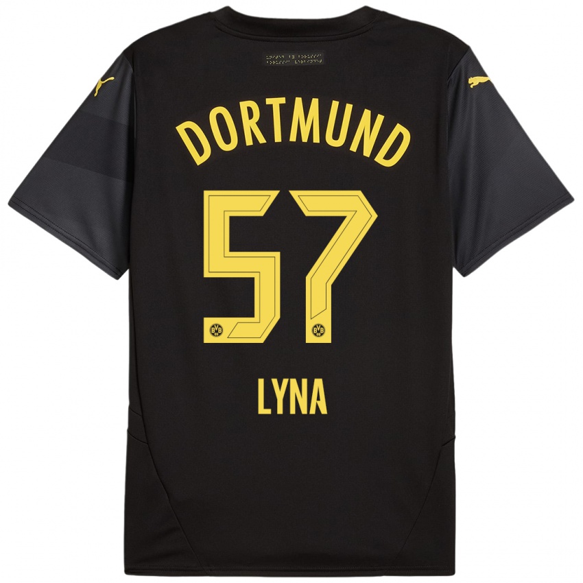 Kinder Schwarz Lyna #57 Schwarz Gelb Auswärtstrikot Trikot 2024/25 T-Shirt Österreich