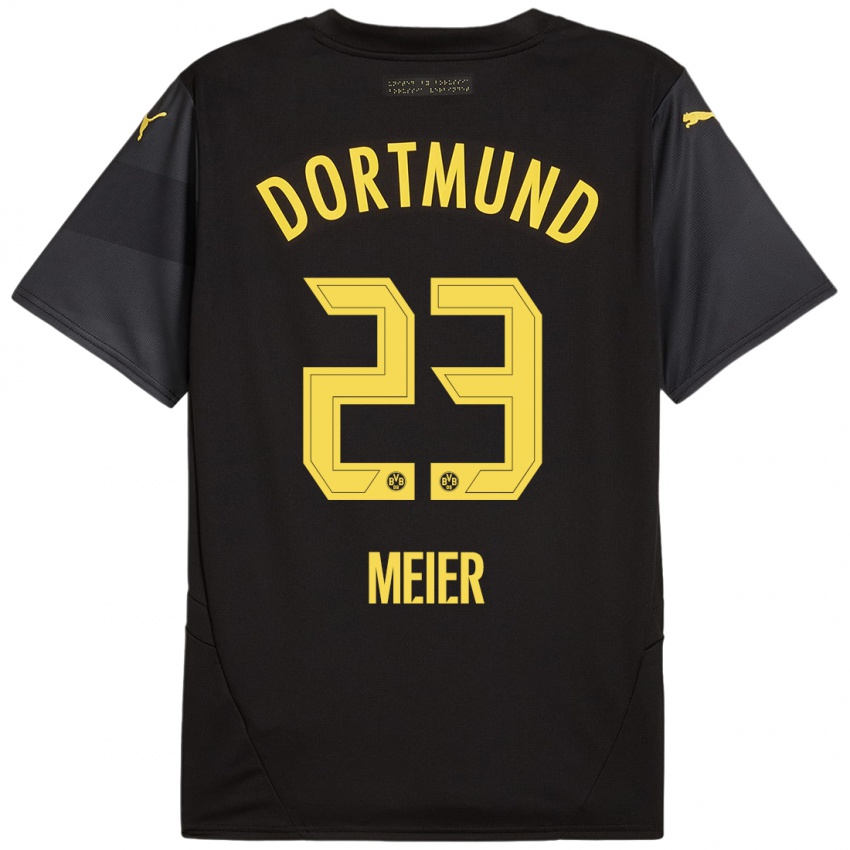 Kinder Maximilian Meier #23 Schwarz Gelb Auswärtstrikot Trikot 2024/25 T-Shirt Österreich