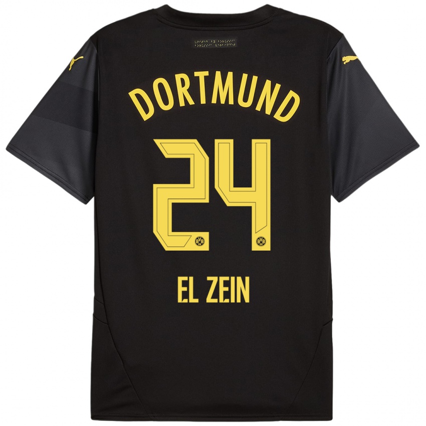 Kinder Abu-Bekir Omer El-Zein #24 Schwarz Gelb Auswärtstrikot Trikot 2024/25 T-Shirt Österreich