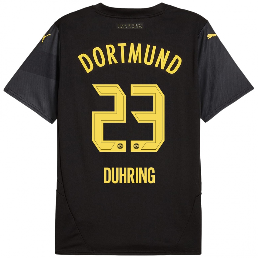 Kinder Marc Niclas Duhring #23 Schwarz Gelb Auswärtstrikot Trikot 2024/25 T-Shirt Österreich