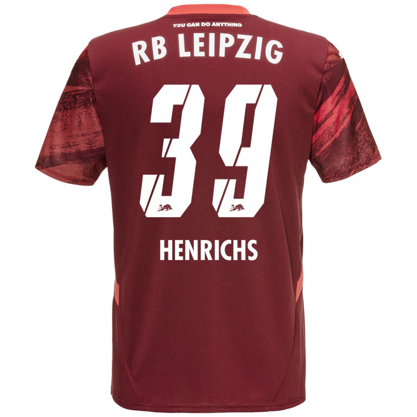 Kinder Benjamin Henrichs #39 Burgunderrot Auswärtstrikot Trikot 2024/25 T-Shirt Österreich