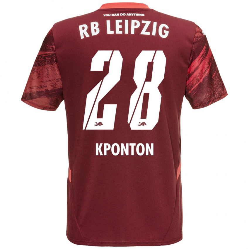 Kinder Marwan Kponton #28 Burgunderrot Auswärtstrikot Trikot 2024/25 T-Shirt Österreich