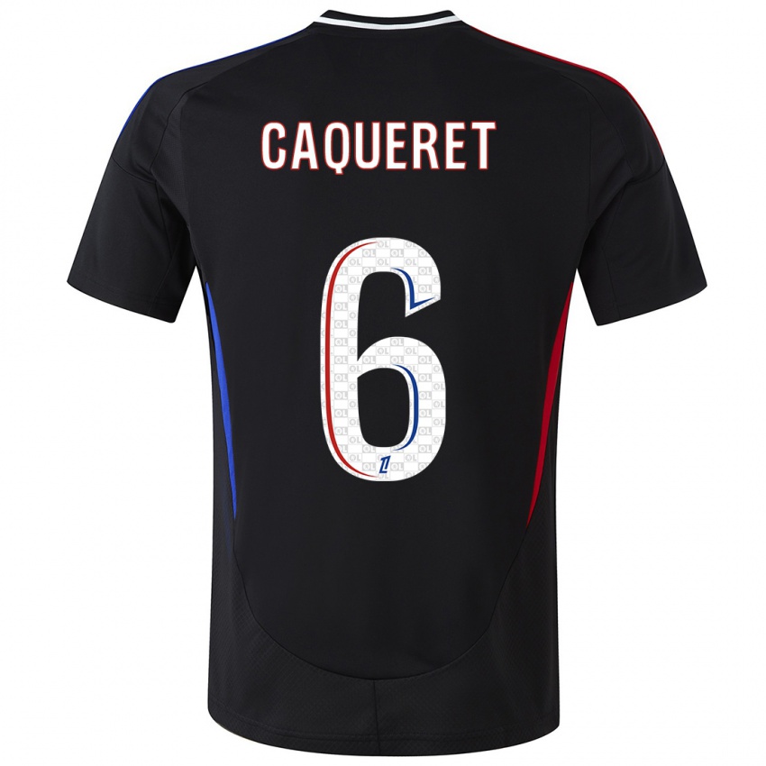 Kinder Maxence Caqueret #6 Schwarz Auswärtstrikot Trikot 2024/25 T-Shirt Österreich