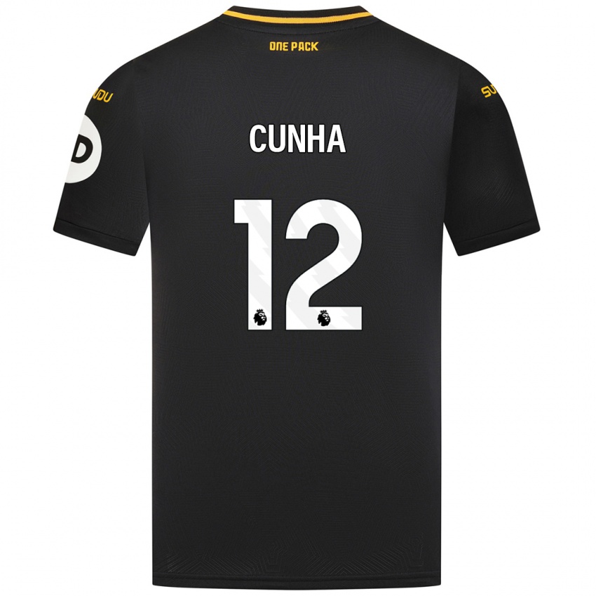 Kinder Matheus Cunha #12 Schwarz Auswärtstrikot Trikot 2024/25 T-Shirt Österreich