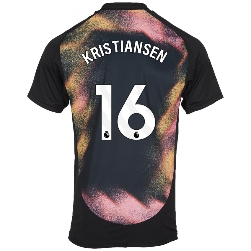 Kinder Victor Kristiansen #16 Schwarz Weiß Auswärtstrikot Trikot 2024/25 T-Shirt Österreich