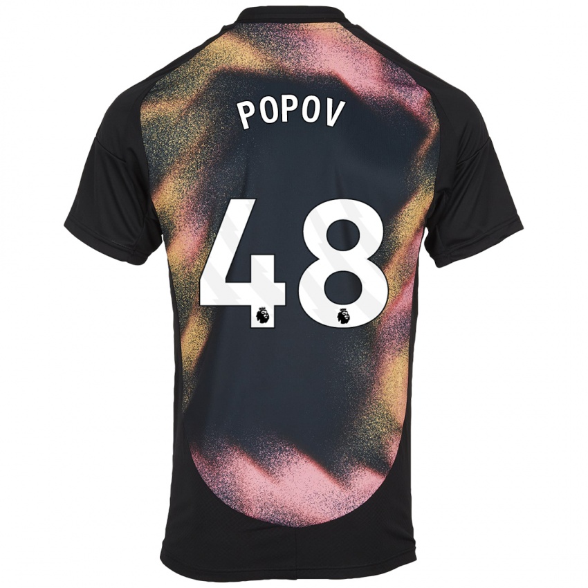 Kinder Chris Popov #48 Schwarz Weiß Auswärtstrikot Trikot 2024/25 T-Shirt Österreich