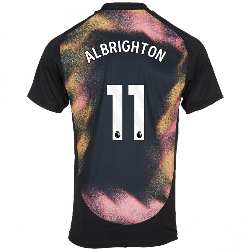 Kinder Marc Albrighton #11 Schwarz Weiß Auswärtstrikot Trikot 2024/25 T-Shirt Österreich