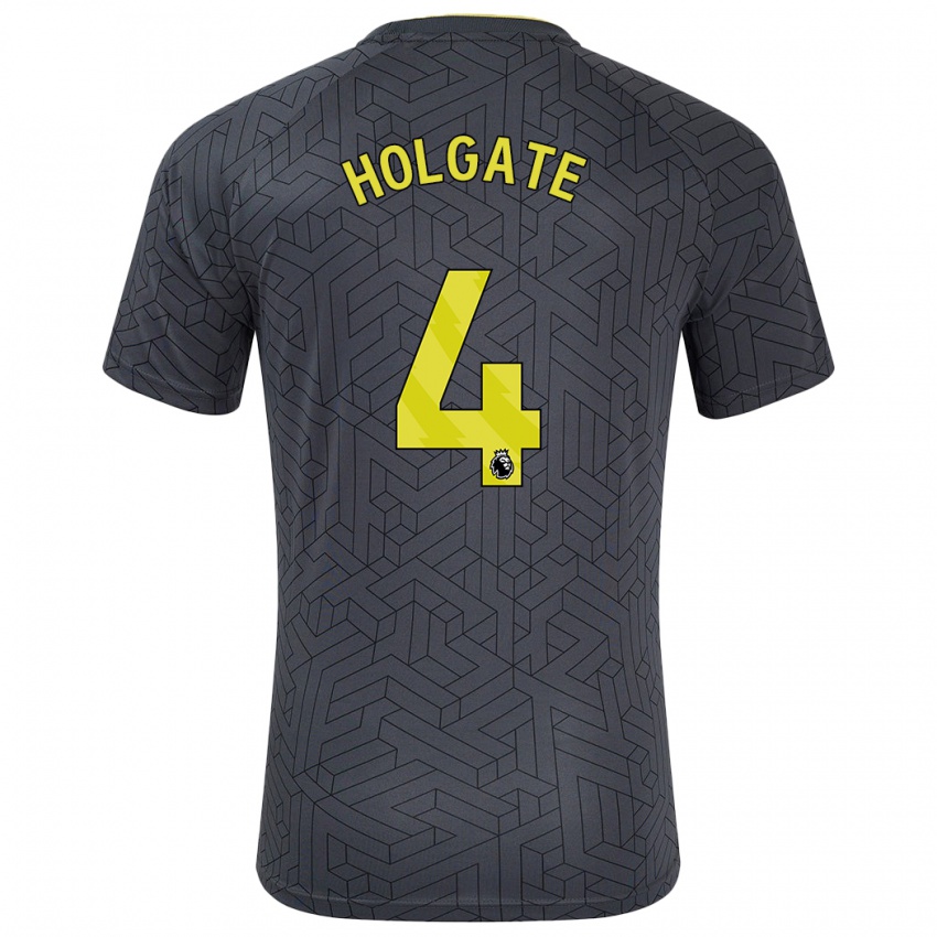 Kinder Mason Holgate #4 Schwarz Gelb Auswärtstrikot Trikot 2024/25 T-Shirt Österreich