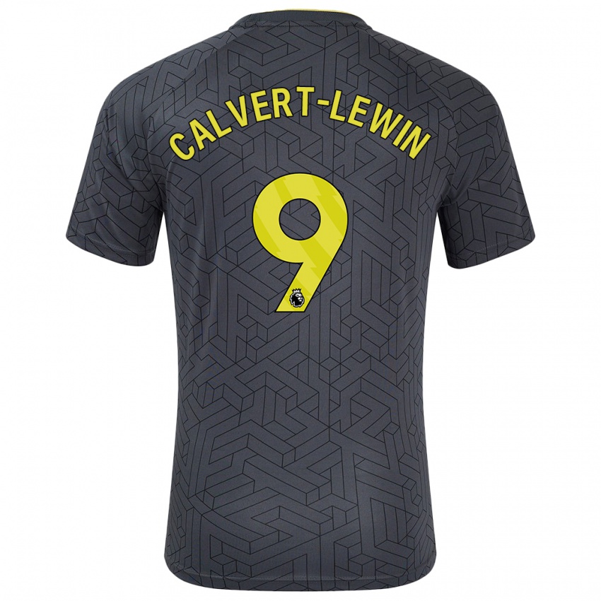 Kinder Dominic Calvert-Lewin #9 Schwarz Gelb Auswärtstrikot Trikot 2024/25 T-Shirt Österreich