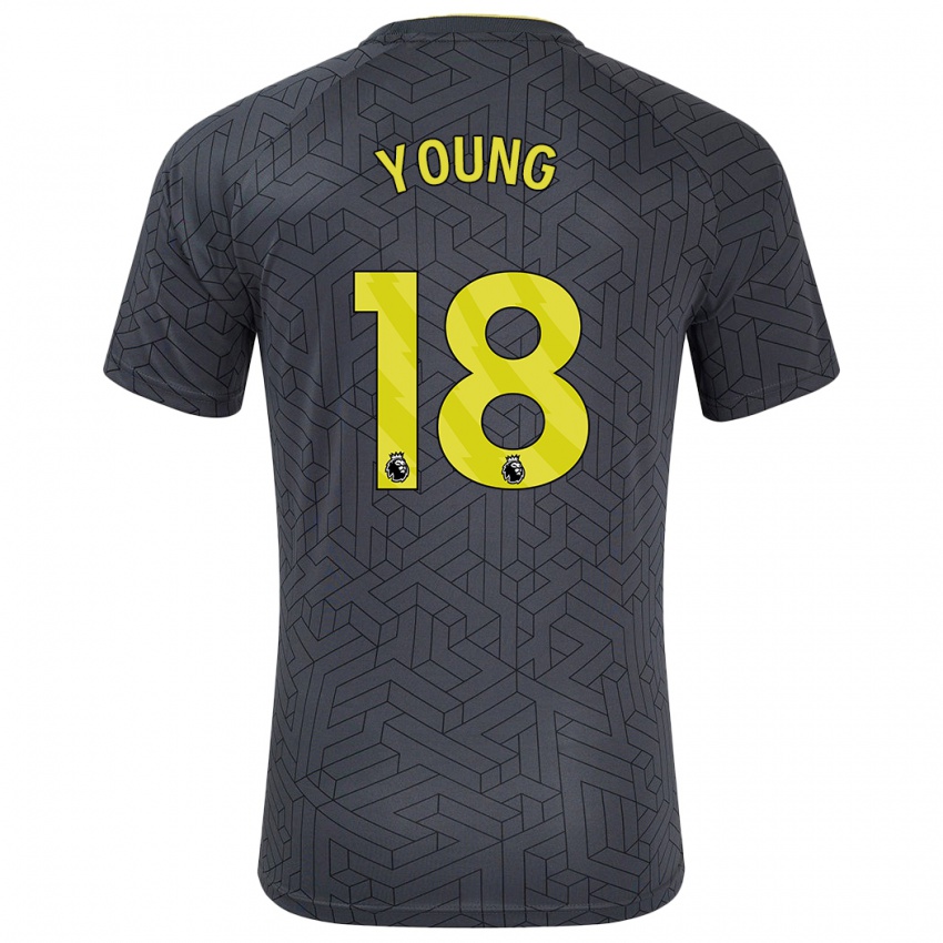 Kinder Ashley Young #18 Schwarz Gelb Auswärtstrikot Trikot 2024/25 T-Shirt Österreich