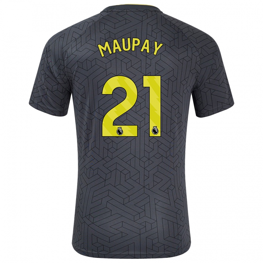 Kinder Neal Maupay #21 Schwarz Gelb Auswärtstrikot Trikot 2024/25 T-Shirt Österreich