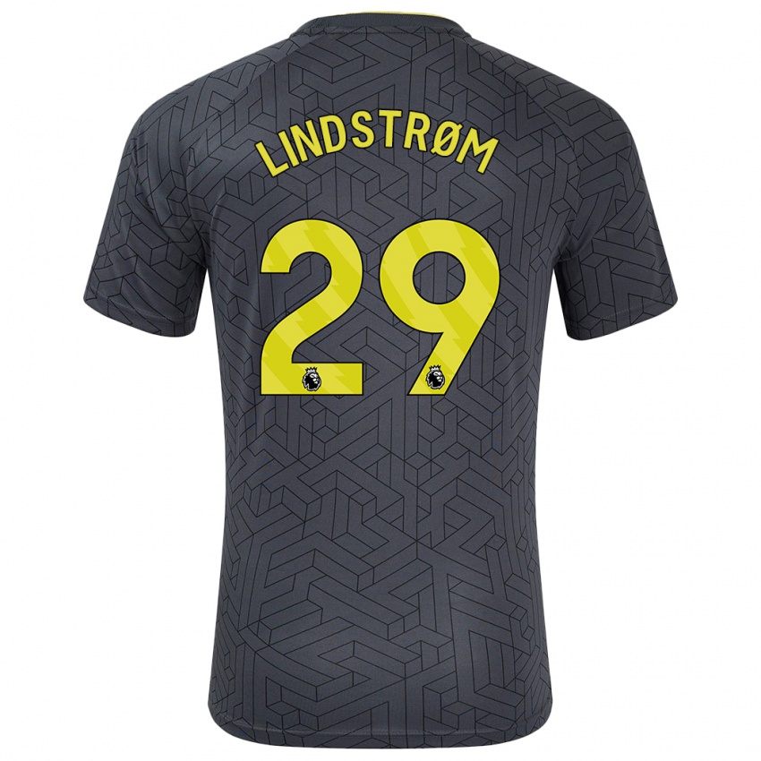 Kinder Jesper Lindstrøm #29 Schwarz Gelb Auswärtstrikot Trikot 2024/25 T-Shirt Österreich