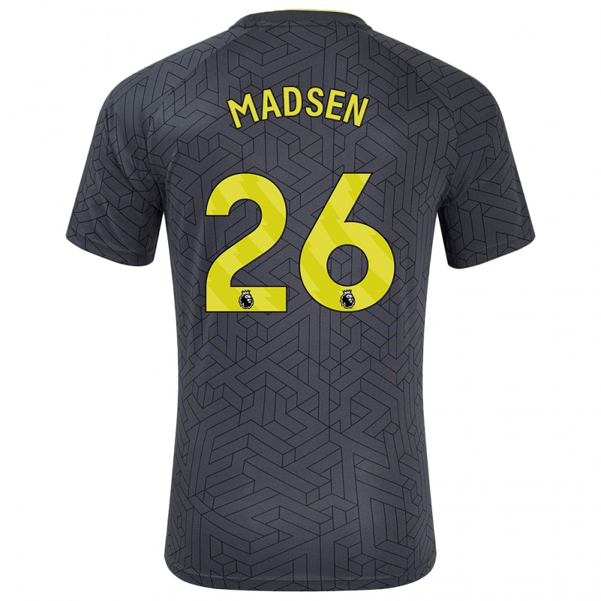 Kinder Rikke Madsen #26 Schwarz Gelb Auswärtstrikot Trikot 2024/25 T-Shirt Österreich