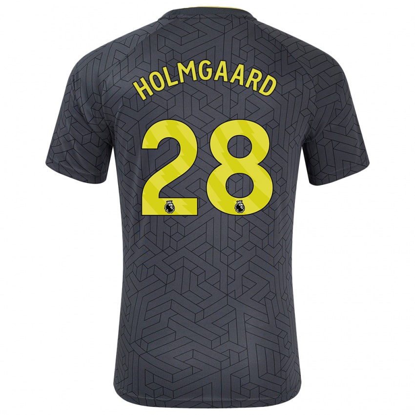 Kinder Karen Holmgaard #28 Schwarz Gelb Auswärtstrikot Trikot 2024/25 T-Shirt Österreich