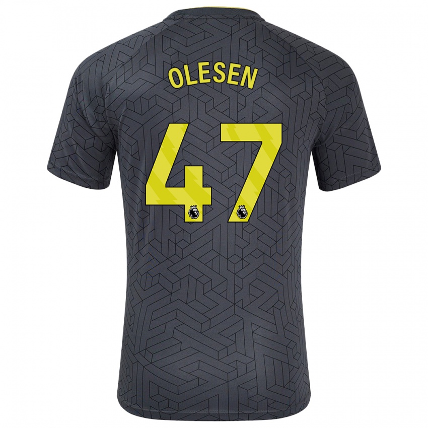 Kinder Karoline Olesen #47 Schwarz Gelb Auswärtstrikot Trikot 2024/25 T-Shirt Österreich