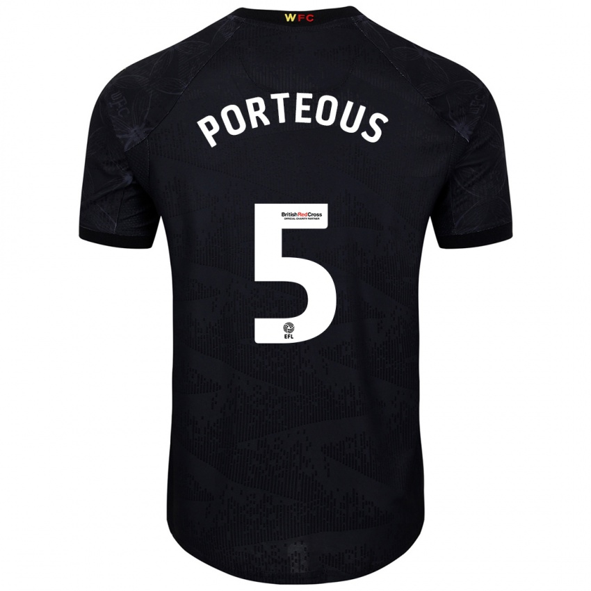 Kinder Ryan Porteous #5 Schwarz Weiß Auswärtstrikot Trikot 2024/25 T-Shirt Österreich