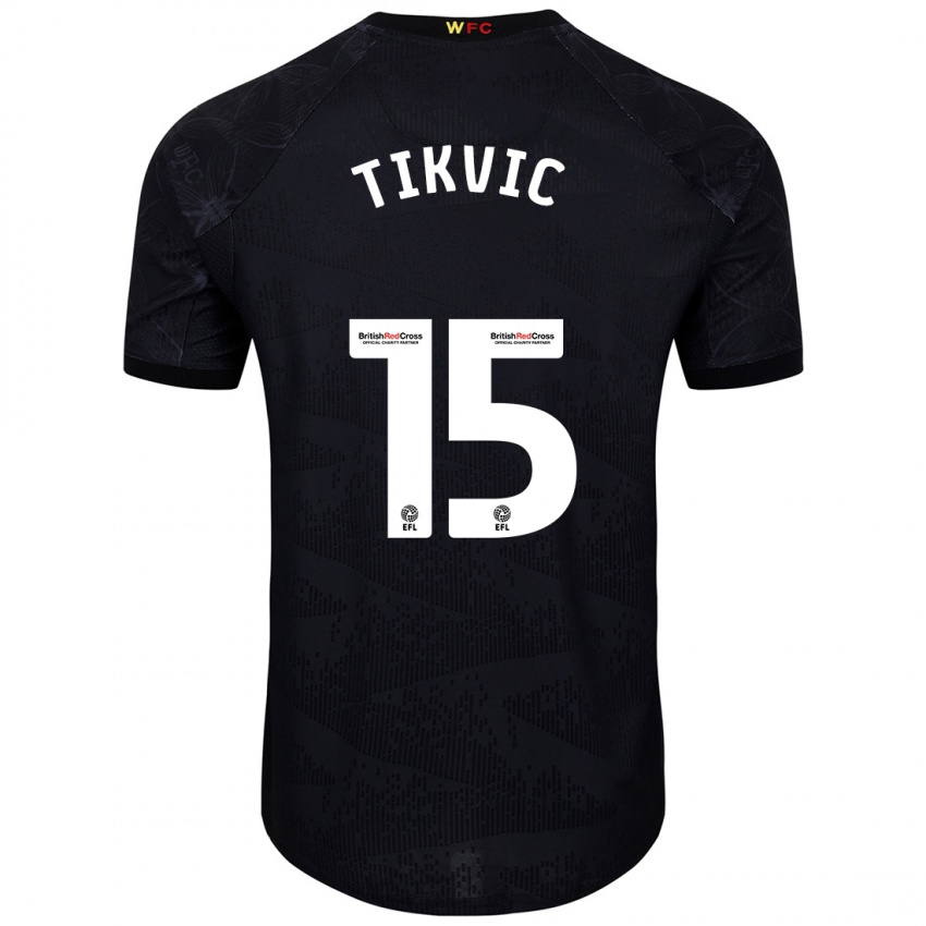 Kinder Antonio Tikvic #15 Schwarz Weiß Auswärtstrikot Trikot 2024/25 T-Shirt Österreich