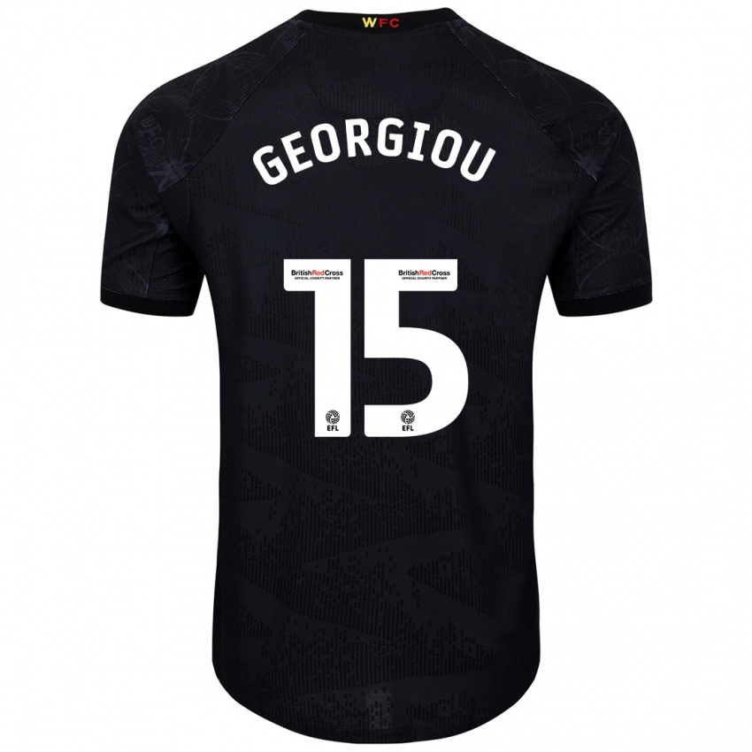 Kinder Andria Georgiou #15 Schwarz Weiß Auswärtstrikot Trikot 2024/25 T-Shirt Österreich