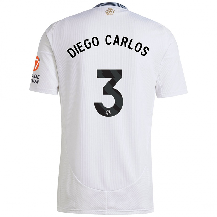 Kinder Diego Carlos #3 Weiß Auswärtstrikot Trikot 2024/25 T-Shirt Österreich