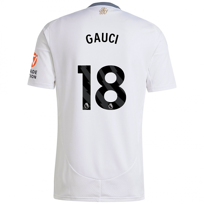 Kinder Joe Gauci #18 Weiß Auswärtstrikot Trikot 2024/25 T-Shirt Österreich