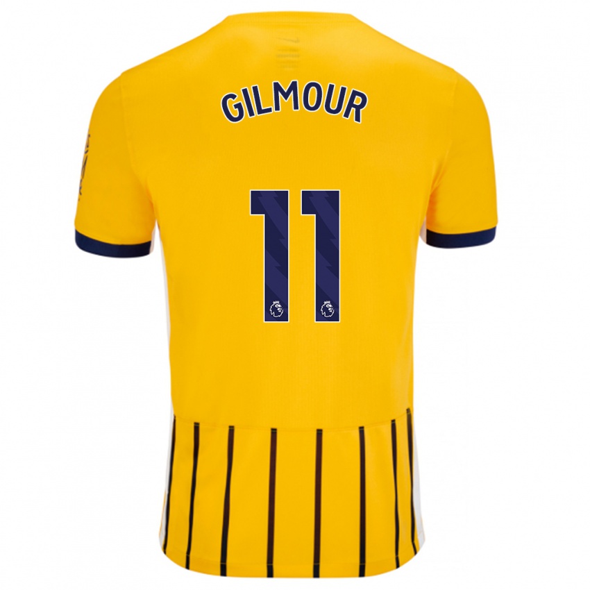 Kinder Billy Gilmour #11 Gold Blau Nadelstreifen Auswärtstrikot Trikot 2024/25 T-Shirt Österreich