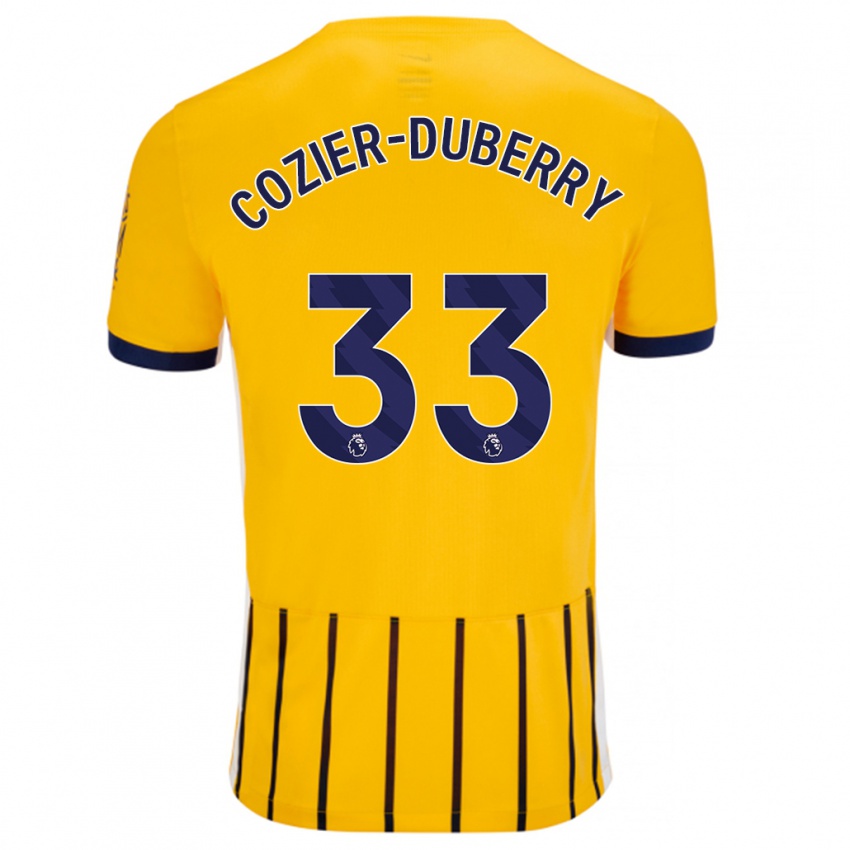 Kinder Amario Cozier-Duberry #33 Gold Blau Nadelstreifen Auswärtstrikot Trikot 2024/25 T-Shirt Österreich