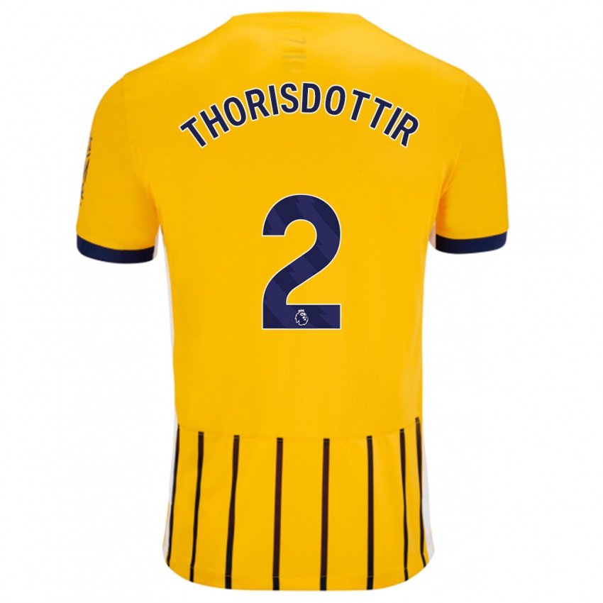 Kinder Maria Thorisdottir #2 Gold Blau Nadelstreifen Auswärtstrikot Trikot 2024/25 T-Shirt Österreich