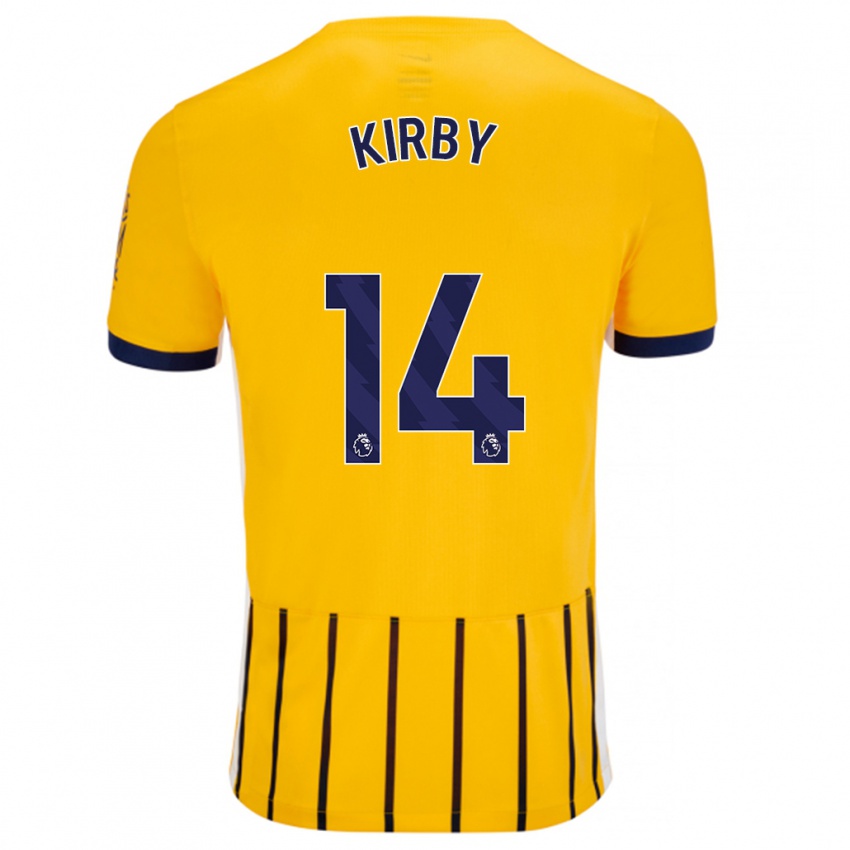 Kinder Fran Kirby #14 Gold Blau Nadelstreifen Auswärtstrikot Trikot 2024/25 T-Shirt Österreich