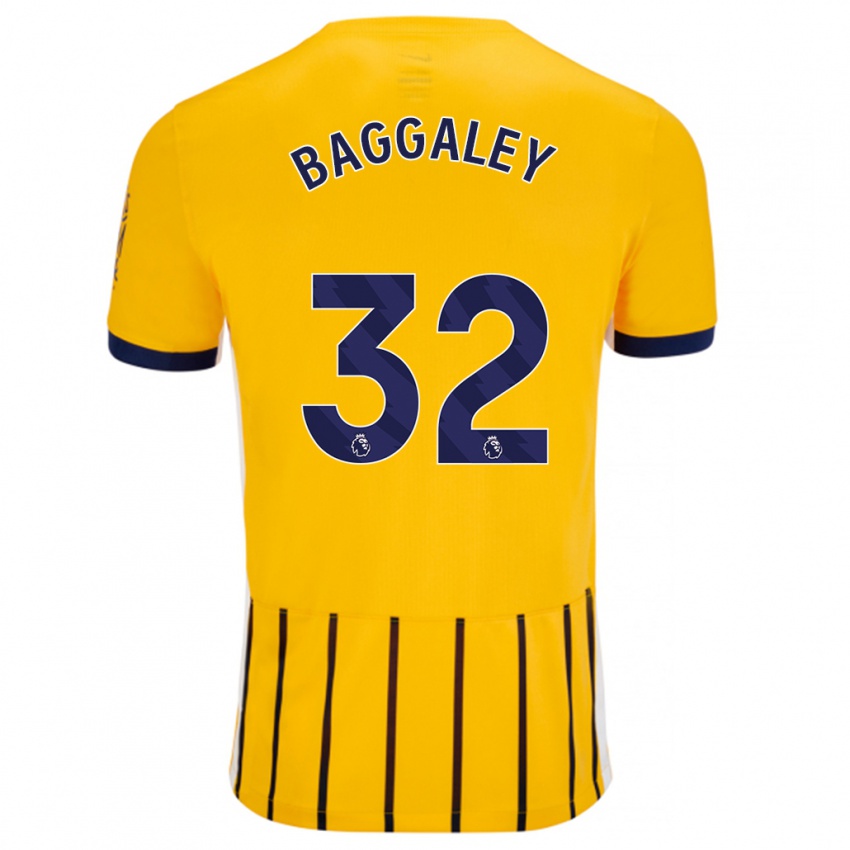 Kinder Sophie Baggaley #32 Gold Blau Nadelstreifen Auswärtstrikot Trikot 2024/25 T-Shirt Österreich