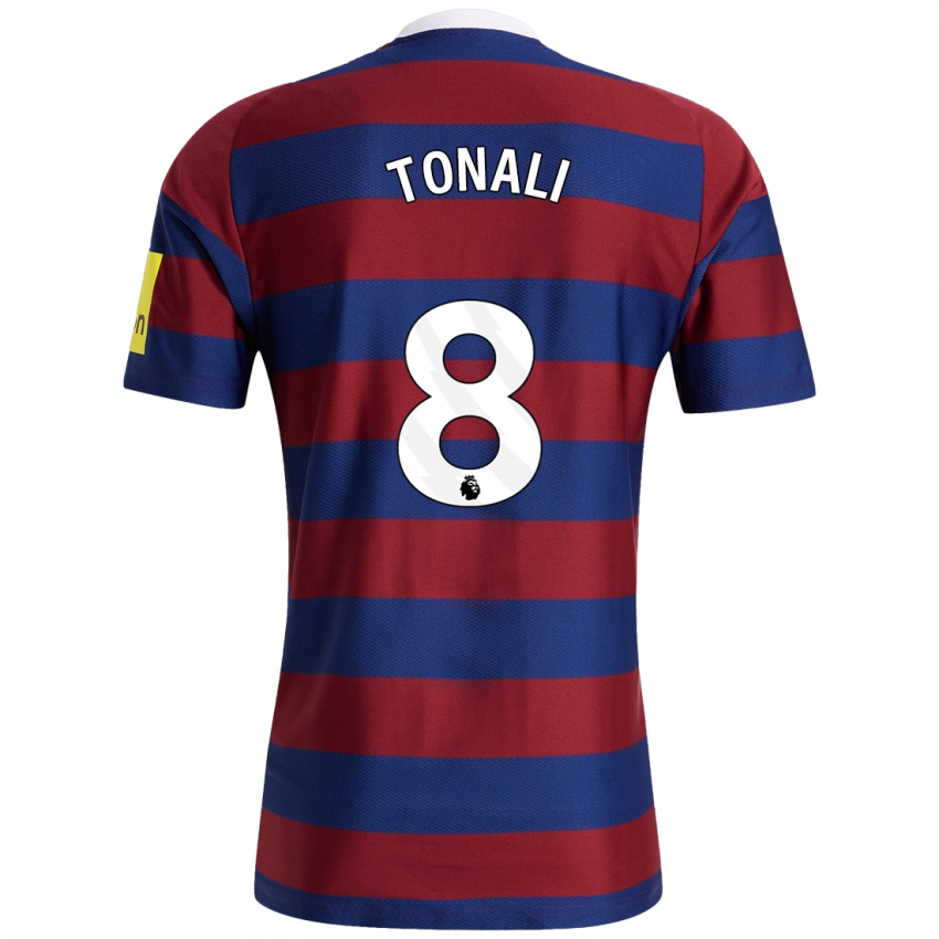 Kinder Sandro Tonali #8 Burgunderrot Marineblau Auswärtstrikot Trikot 2024/25 T-Shirt Österreich