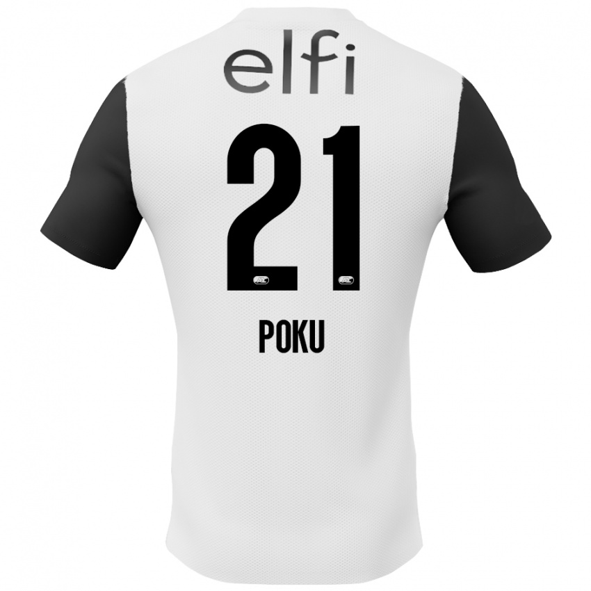 Kinder Ernest Poku #21 Weiß Schwarz Auswärtstrikot Trikot 2024/25 T-Shirt Österreich