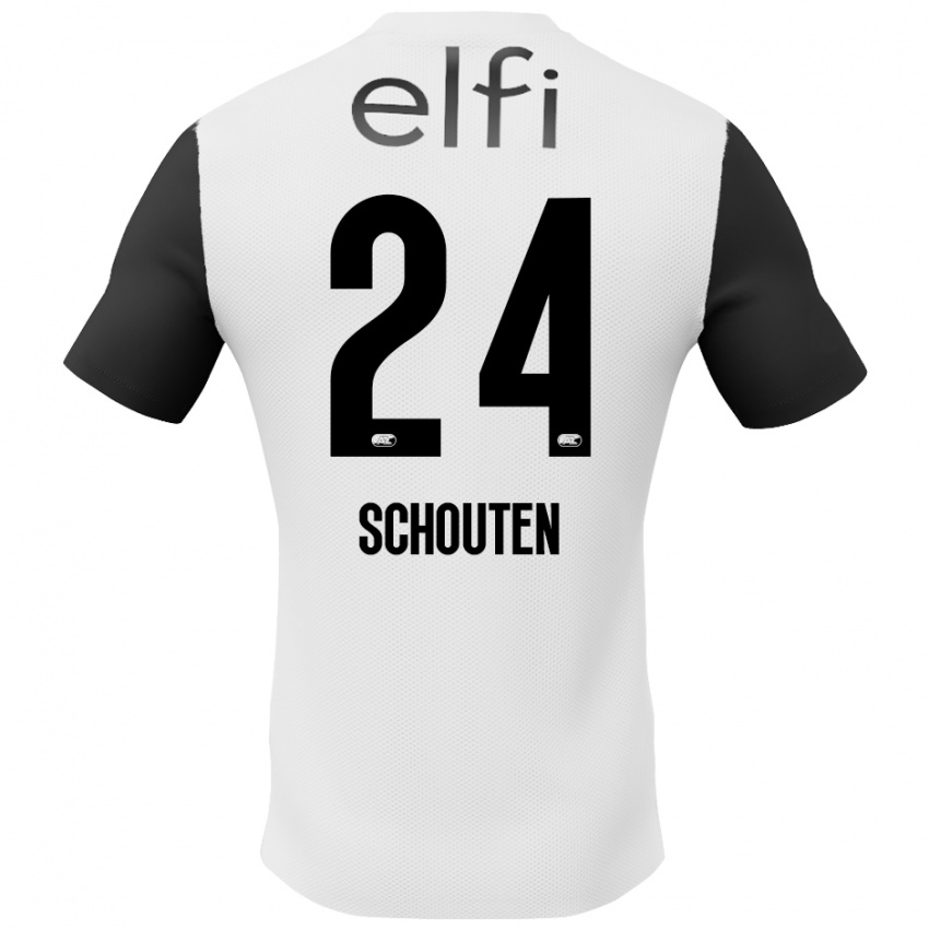 Kinder Lewis Schouten #24 Weiß Schwarz Auswärtstrikot Trikot 2024/25 T-Shirt Österreich