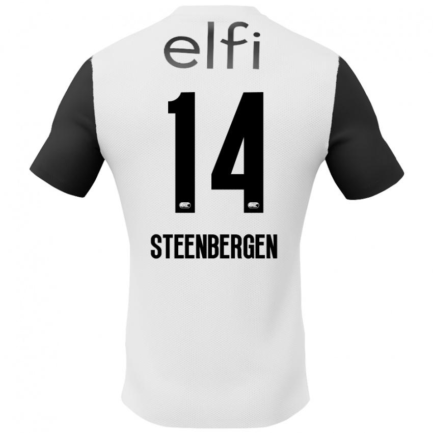 Kinder Thom Steenbergen #14 Weiß Schwarz Auswärtstrikot Trikot 2024/25 T-Shirt Österreich