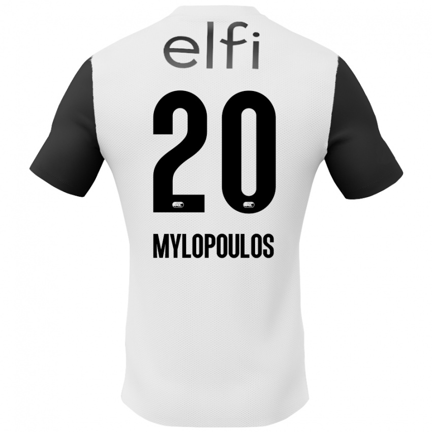 Kinder Marios Mylopoulos #20 Weiß Schwarz Auswärtstrikot Trikot 2024/25 T-Shirt Österreich