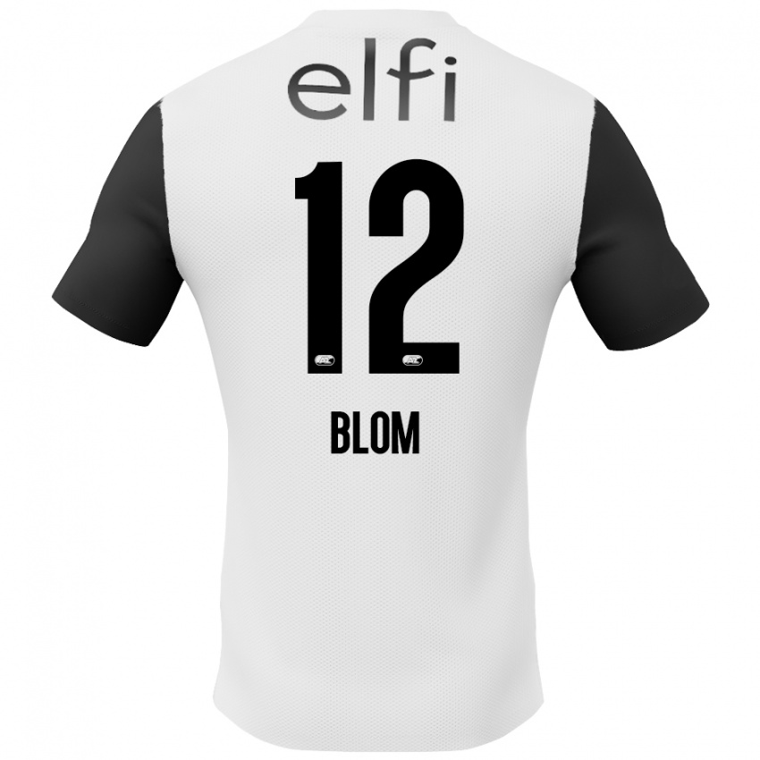 Kinder Robin Blom #12 Weiß Schwarz Auswärtstrikot Trikot 2024/25 T-Shirt Österreich