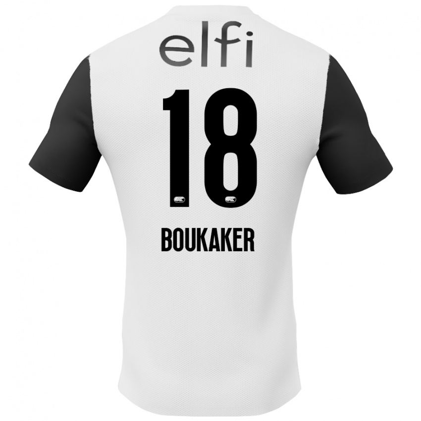 Kinder Romaissa Boukaker #18 Weiß Schwarz Auswärtstrikot Trikot 2024/25 T-Shirt Österreich