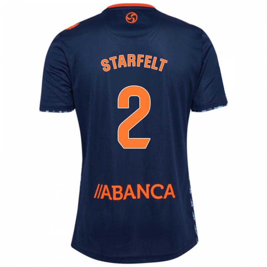 Kinder Carl Starfelt #2 Marineblau Auswärtstrikot Trikot 2024/25 T-Shirt Österreich