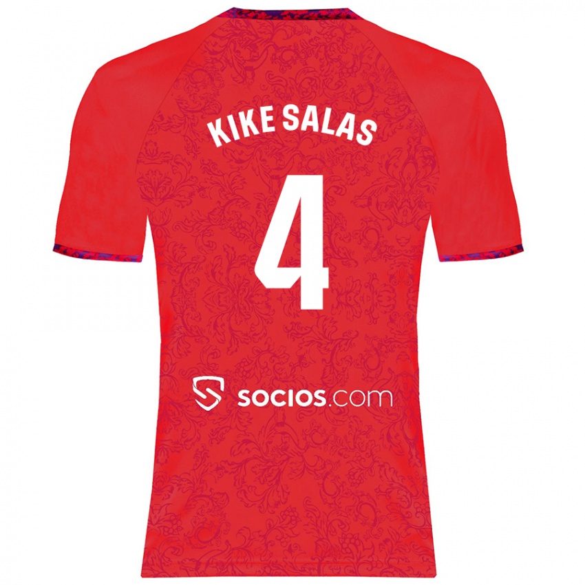 Kinder Kike Salas #4 Rot Auswärtstrikot Trikot 2024/25 T-Shirt Österreich