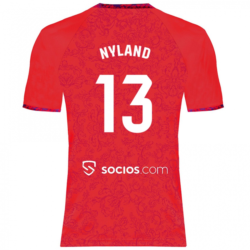 Kinder Ørjan Nyland #13 Rot Auswärtstrikot Trikot 2024/25 T-Shirt Österreich