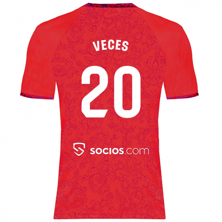 Kinder Sergio Veces #20 Rot Auswärtstrikot Trikot 2024/25 T-Shirt Österreich