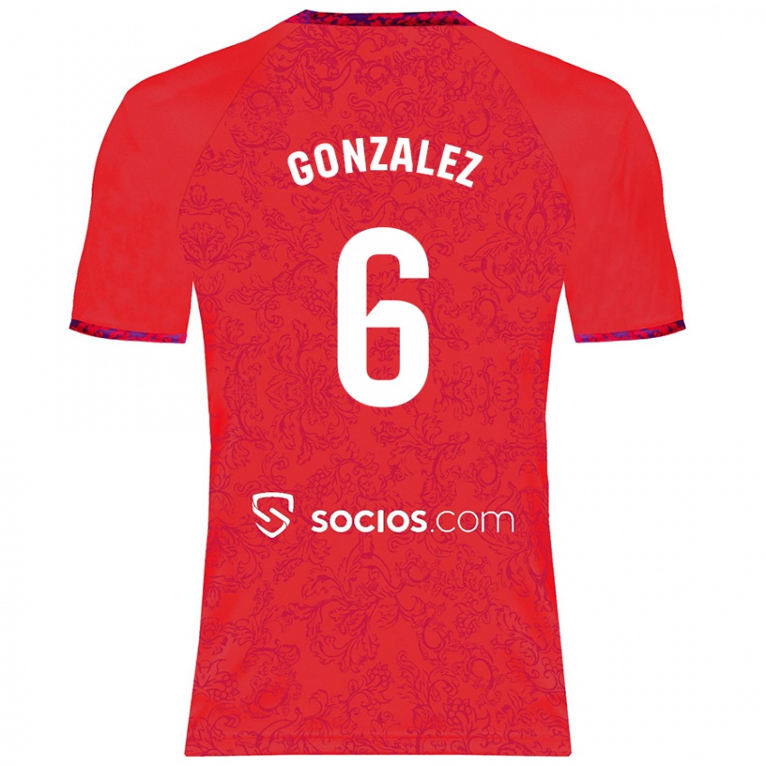 Kinder Pamela González #6 Rot Auswärtstrikot Trikot 2024/25 T-Shirt Österreich