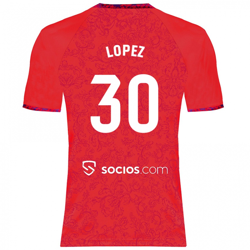 Kinder Alba López #30 Rot Auswärtstrikot Trikot 2024/25 T-Shirt Österreich