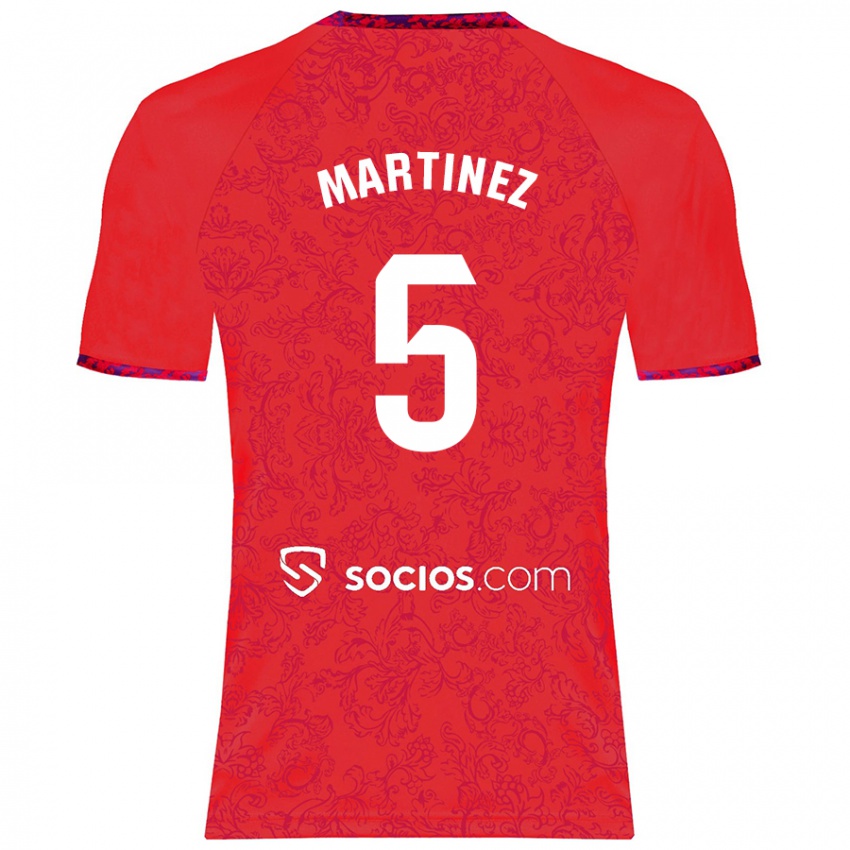 Kinder Sergio Martínez #5 Rot Auswärtstrikot Trikot 2024/25 T-Shirt Österreich