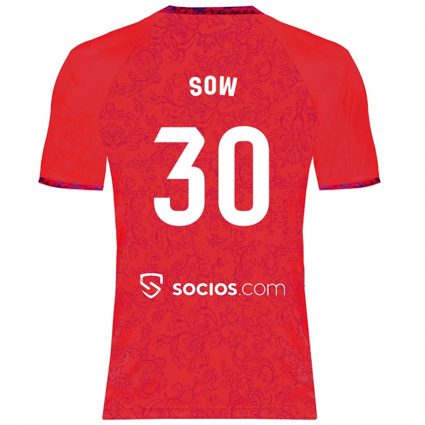 Kinder Ibrahima Sow #30 Rot Auswärtstrikot Trikot 2024/25 T-Shirt Österreich