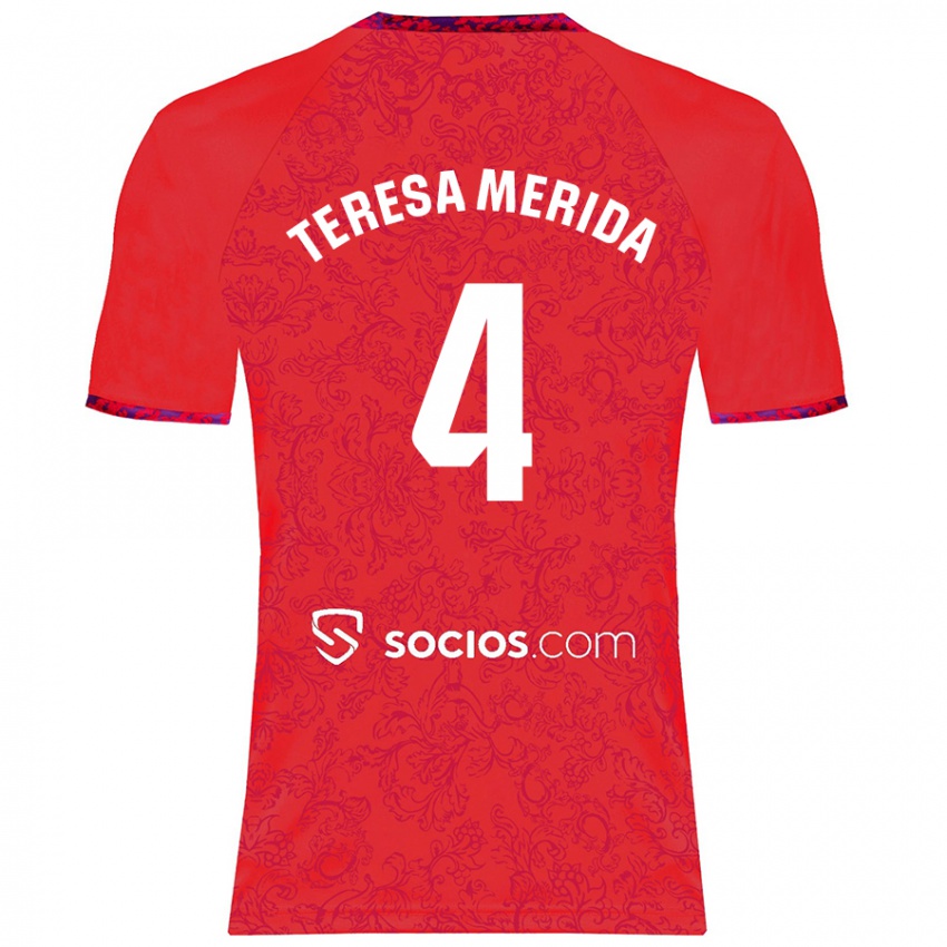 Kinder Teresa Merida #4 Rot Auswärtstrikot Trikot 2024/25 T-Shirt Österreich