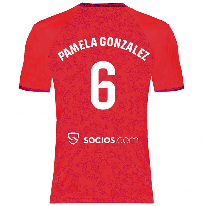 Kinder Cinthia Pamela González Medina #6 Rot Auswärtstrikot Trikot 2024/25 T-Shirt Österreich