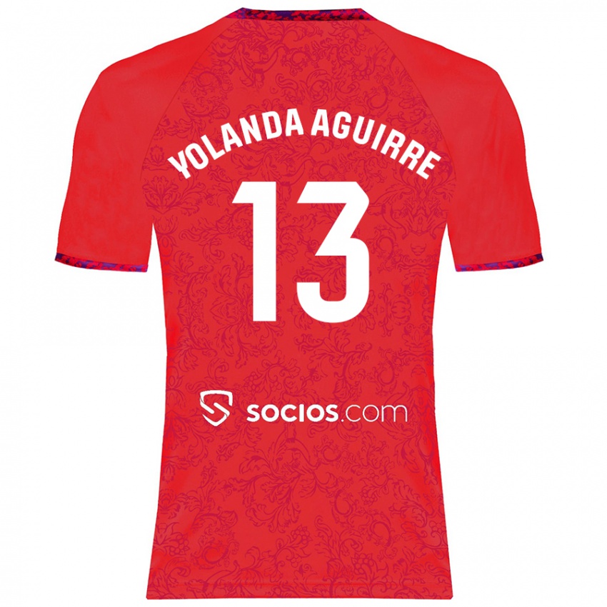 Kinder Yolanda Aguirre Gutiérrez #13 Rot Auswärtstrikot Trikot 2024/25 T-Shirt Österreich